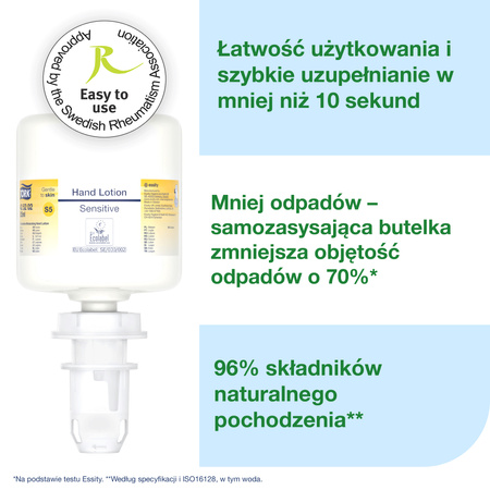 Tork nawilżający balsam do rąk mini S5, bezzapachowy balsam, 8 × 525 ml, 425202