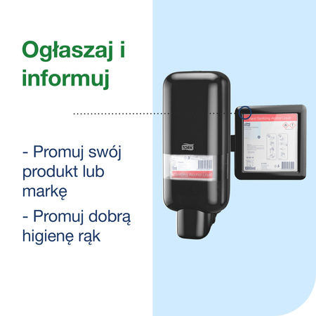 Tork uchwyt na oznakowanie do dozownika do mydła i preparatów do dezynfekcji czarny, zapewnia higienę, 511178