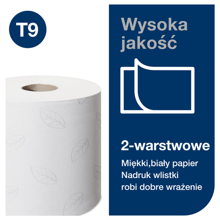 Papier toaletowy Tork SmartOne® Mini T9, biały, Advanced, dwuwarstwowy, 16 × 620 listków, 472193