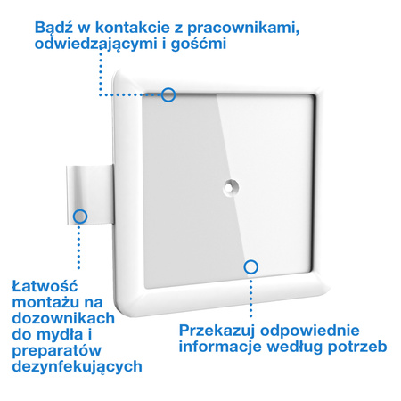 Tork ramka na opis produktu do dozownika do mydła i preparatów do dezynfekcji biała, zapewnia higienę, 511170