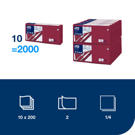 Tork bordowa serwetka lunchowa, składana w 1/4