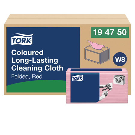 Ściereczki wielorazowe Tork W8, czerwone, wielozadaniowe, 8 × 40 ściereczek, 194750