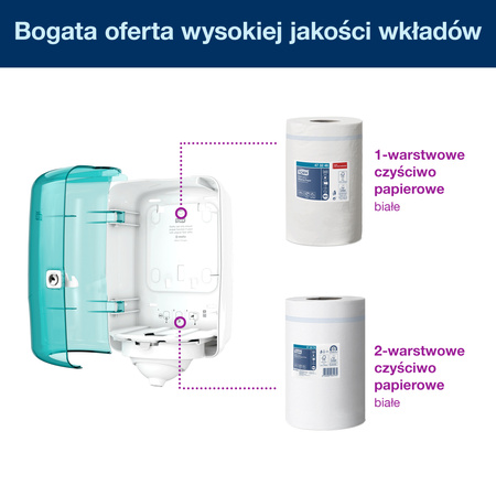 System centralnego dozowania Tork Reflex™ Mini M4, biało-turkusowy, dozowanie pojedynczych odcinków, linia Performance, 473167