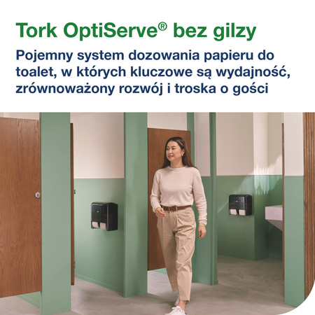 Tork OptiServe® dozownik do 4 rolek papieru toaletowego bez gilzy czarny T7, pionowy, linia Elevation, 558052