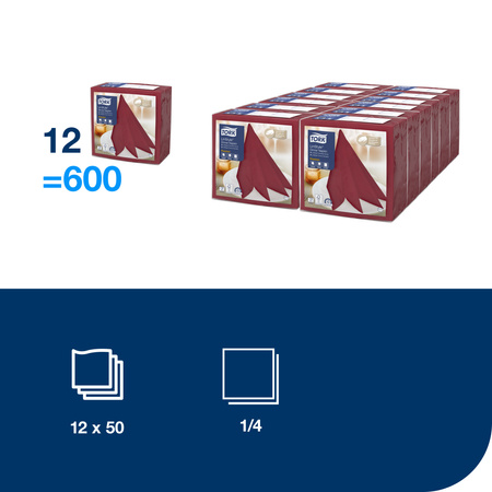 Tork burgundowa serwetka obiadowa Premium LinStyle®