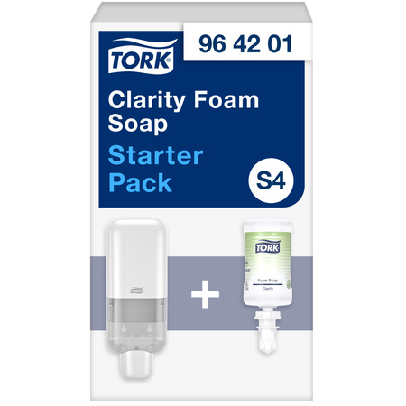 Tork zestaw startowy z dozownikiem do mydła i preparatów dezynfekujących biały S4, dozownik i 1 wkład czystego mydła w pianie, 964201
