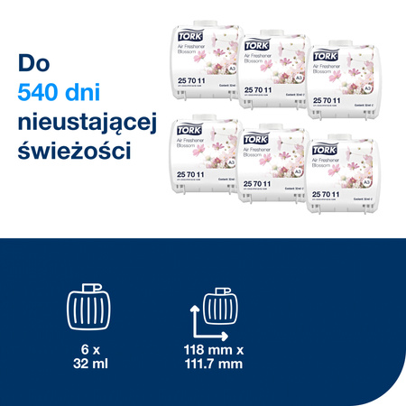Tork odświeżacz powietrza Constant o kwiatowym zapachu A3, neutralizator nieprzyjemnych zapachów, 6 wkładów, 257011