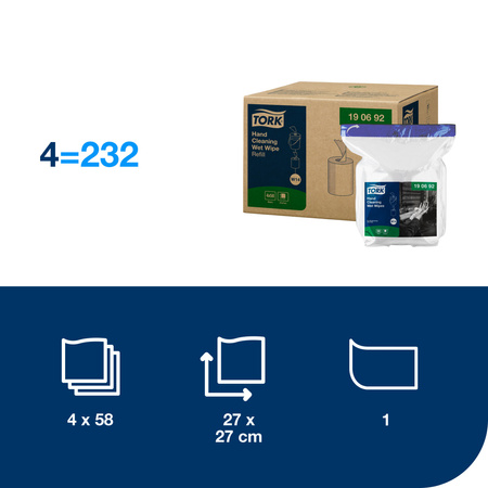 Tork czyściwo włókninowe nasączane do trudnych zabrudzeń rąk, wkład