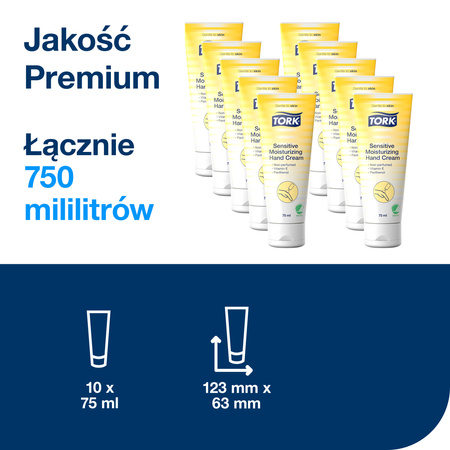 Tork nawilżający krem do rąk do skóry wrażliwej, bezzapachowy, 10 × 75 ml, 590210
