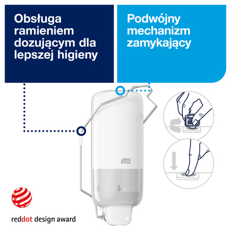 Tork dozownik do mydła w płynie z ramieniem dozującym, biały, S1, higieniczny system dozowania, linia Elevation, 560101
