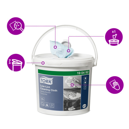 Tork czyściwo włókninowe o niskiej pylności w wiadrze Handy Bucket