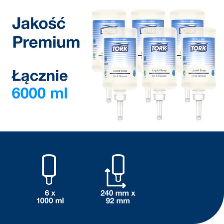 Tork przemysłowe mydło w płynie S1, testowane dermatologicznie, 6 x 1000 ml, 420401