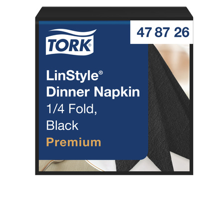 Tork czarna serwetka obiadowa Premium LinStyle®