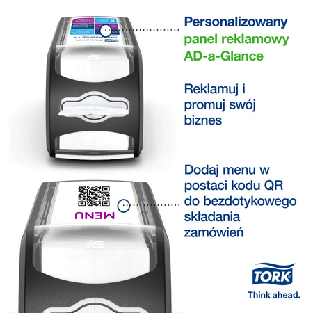 Tork Xpressnap Fit - dozownik do serwetek na ladę czarny N14, dozowanie odcinek po odcinku, 14,3 cm × 12,1 cm × 32,6 cm, 272901