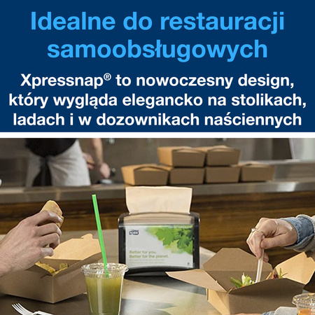 Serwetki Tork Xpressnap® N4, naturalne, Advanced, składane w 1/4, jednowarstwowe, 21,3 cm × 33 cm, 8 × 225 serwetek, 12840