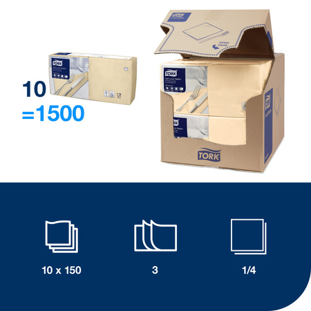 Tork piaskowa miękka serwetka lunchowa, składana w 1/4