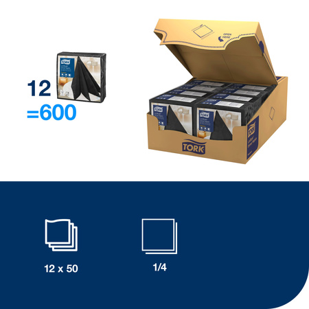 Tork czarna serwetka obiadowa Premium LinStyle®