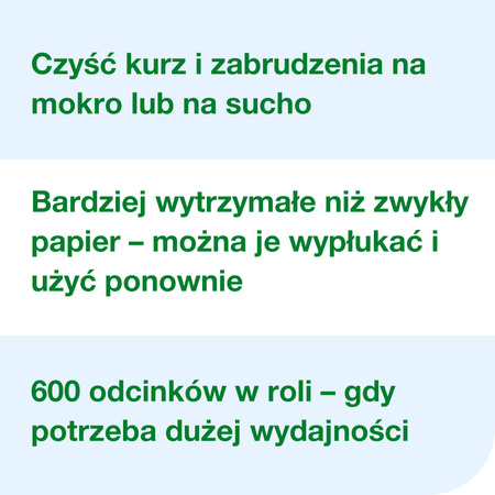 Tork czyściwo włókninowe do lekkich zabrudzeń w roli kombi, białe, W1/W2/W3, do używania na mokro i na sucho, 1 × 600 odcinków, 500137