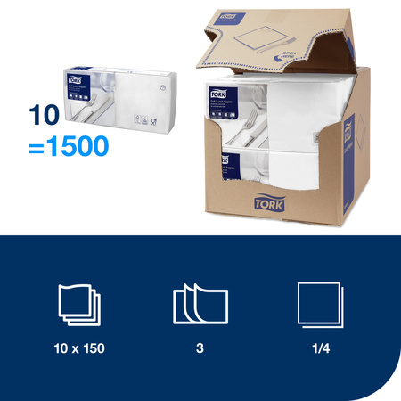 Tork biała miękka serwetka lunchowa, składana w 1/4