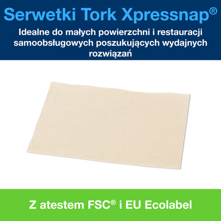 Serwetki Tork Xpressnap® N4, naturalne, Advanced, składane w 1/4, jednowarstwowe, 21,3 cm × 33 cm, 8 × 225 serwetek, 12840