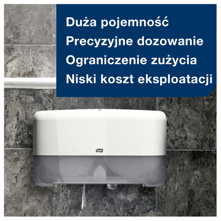 Miękki papier toaletowy Tork Mini Jumbo T2, biały, Premium, dwuwarstwowy, 12 m × 170 m, 110253